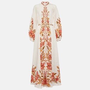 Zimmermann Vacay Billow belted floral linen maxi dress size 3 (US 8-10)
